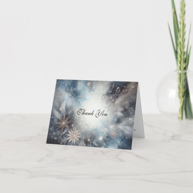 Soft Golden Dusty Blue Romantik Bröllop Tack Kort (Framsida)