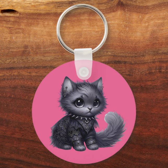 Soft Goth Kitten Nyckelring (Framsida)