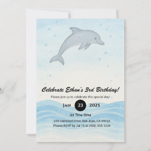 Soft Grått Dolphin Minimal Ocean Birthday Inbjudningar