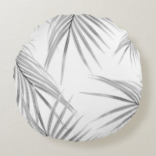 Soft Grått Handflatan Löv Dream #1 #tropical #deco Rund Kudde