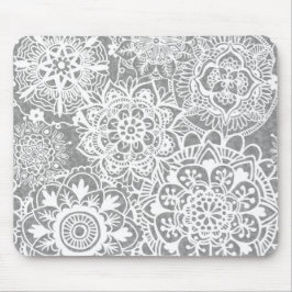 Soft Grått och White Mandala Mönster Musmatta