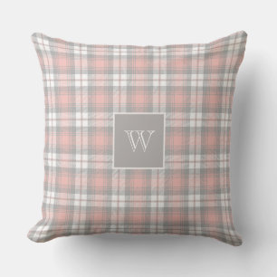 Soft Grått Rosa Monogram Gingham Girly Play Kudde
