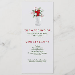 Soft Grått Winter Helgdag Mason Burk Bröllopsprogr Program