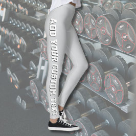 Soft Gray Personalized Custom Text Vertical Leggings