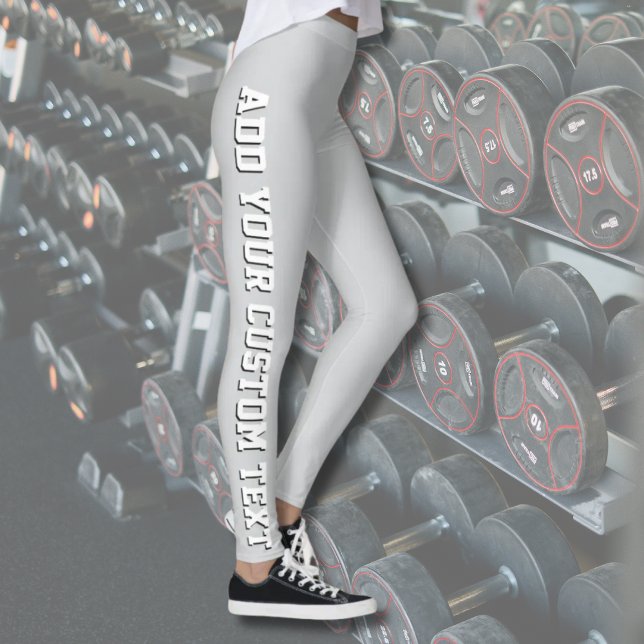 Soft Gray Personalized Custom Text Vertical Leggings (Skapare uppladdad)