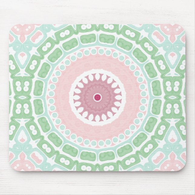 Soft Green and Blush Mandala Pattern Musmatta (Framsidan)