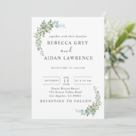 Soft Green Eucalyptus Watercolor Rustic Wedding Inbjudningar