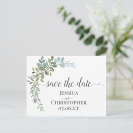 Soft Green Eucalyptus Watercolor Rustic Wedding Meddelande Vykort