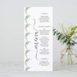 Soft Green Eucalyptus Watercolor Rustic Wedding Meny