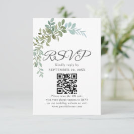 Soft Green Eucalyptus Watercolor Rustic Wedding OSA Kort