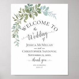 Soft Green Eucalyptus Watercolor Rustic Wedding Poster