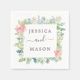 Soft Greenery Bröllop Cocktail Napkin Pappersservett
