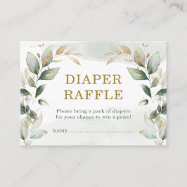 Soft Greenery Guld Baby Shower Raffle Tilläggskort
