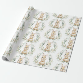 Soft Greenery Guld Bunny Påsk Rabbit Baby Shower Presentpapper