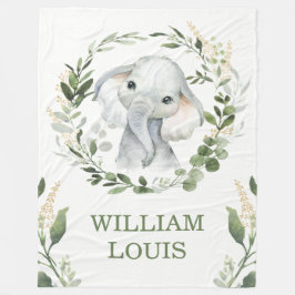 Soft Greenery Löv Jungle Elephant Baby Nursery Fleecefilt