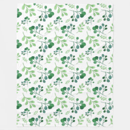 Soft Greenery Watercolor Mönster Fleecefilt
