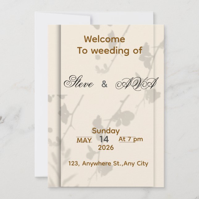Soft Grey Elegant Wedding Invitation | Romantic &  Inbjudningar (Framsida)