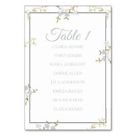 Soft Grey Floral Elegant Wedding Seating Chart Bordsnummer