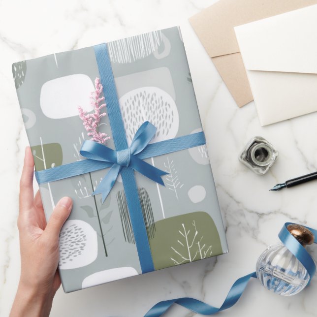 Soft Grey Sage Balance Abstract Pattern Presentpapper (Gifting)