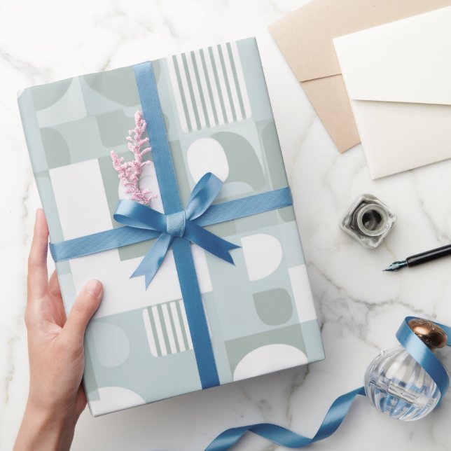 Soft Grey Sage Balance Abstract Pattern Presentpapper (Gifting)