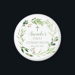 Soft Grönt Löv First Communion Magnet<br><div class="desc">Vackra,  färgade vattenfärger med en mjuk grönt löv och kor.</div>