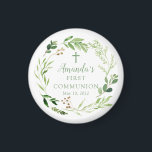 Soft Grönt Löv First Communion Magnet<br><div class="desc">Vackra,  färgade vattenfärger med en mjuk grönt löv och kor.</div>