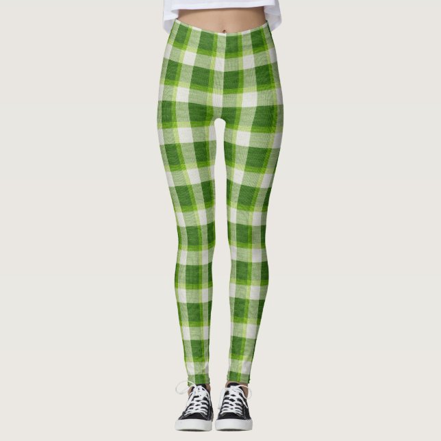 Soft Grönt Tartan Play Leggings (Framsida)