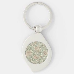 Soft Grönt Vintage William Morris Honeysuckle Swirl Silverfärgad Nyckelring