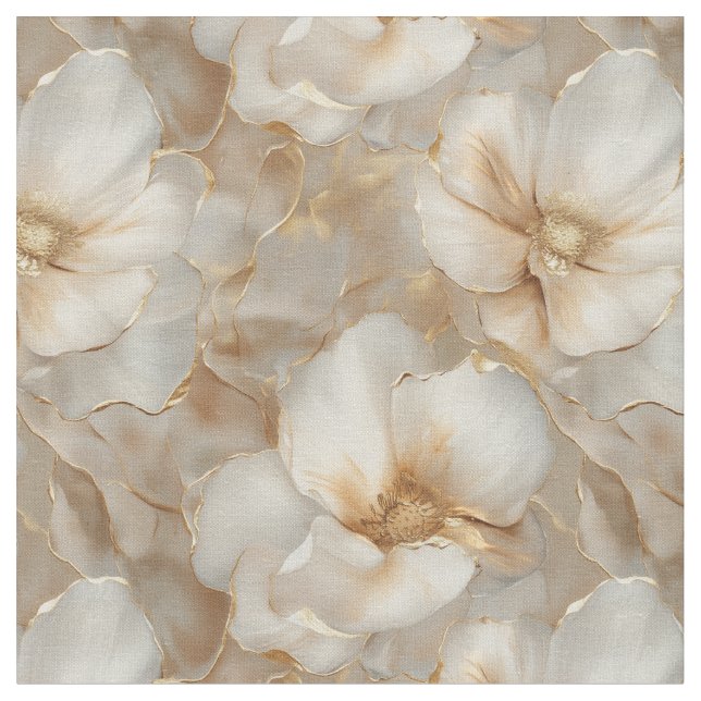 Soft Guld Luxury Flowers Fabric Tyg (Närbild)