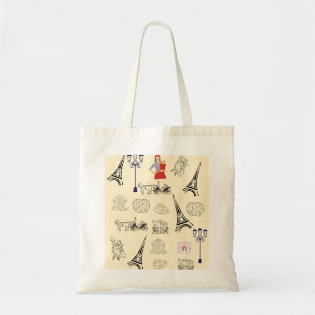 Soft Gult Paris Aesthetic Tote Bag Tygkasse (Framsidan)