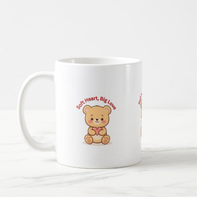 Soft Heart Big Love Cute Teddy Bear Mugs  Kaffemugg (Vänster)