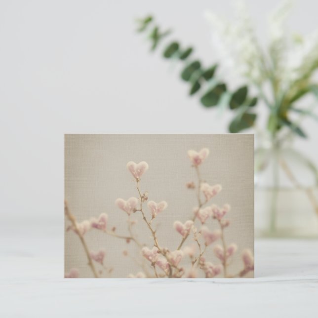 Soft Heart Blossom Postcard – Romantic Botanical  Vykort (Stående Fram)