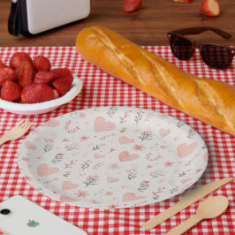 Soft Heart Floral Paper Plates