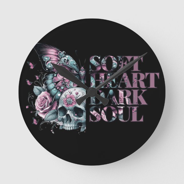 Soft Heart Mörk Soul Pastel Goth Rund Klocka (Framsida)
