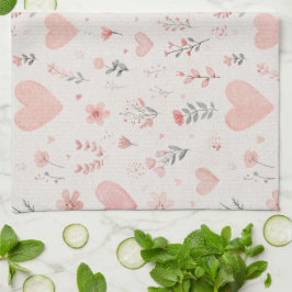 Soft Hearts & Floral Kitchen Towel Kökshandduk
