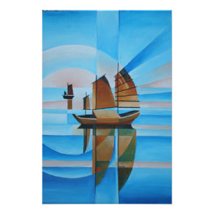 Soft Himlar, Cerulean Seas och Cubist Junks Fototryck