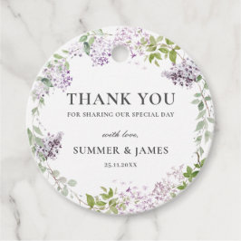 Soft Hued Lilac Lila Blommigt Bröllop Tack Gåvor Etiketter