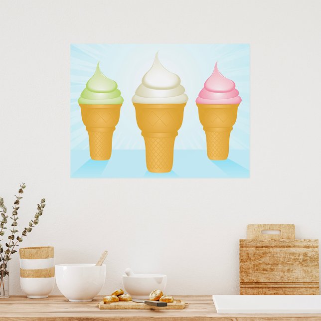 Soft  Ice Cream Cones Roligt SommarDessert Poster (Skapare uppladdad)