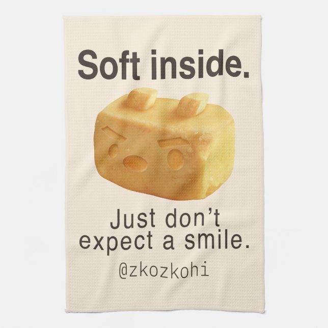 Soft Inside: Iron T Pineapple Cake Funny Quote Art Kökshandduk (Vertikal)