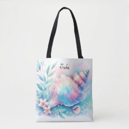 Soft Iridescent Pastel Hues Conch Seashell Tygkasse