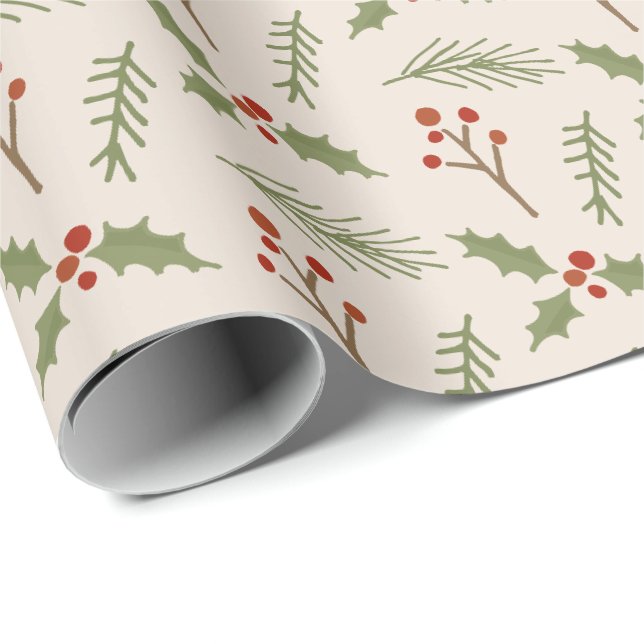 Soft Ivory Botanias Gift Wrap Presentpapper (Rullad Hörn)
