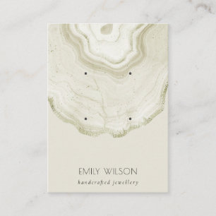 Soft Ivory Guld Agate Marble 2 Earring Visning Visitkort