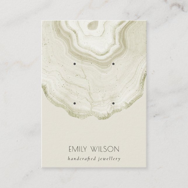 Soft Ivory Guld Agate Marble 2 Earring Visning Visitkort (Framsida)