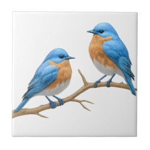 Soft Ivory Lovebird Romantic Bluebirds Bröllop Kakelplatta