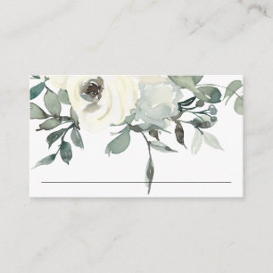 SOFT IVORY WHITE BLOMMIGT BUNCH BRÖLLOP PLACE-KORT VISITKORT