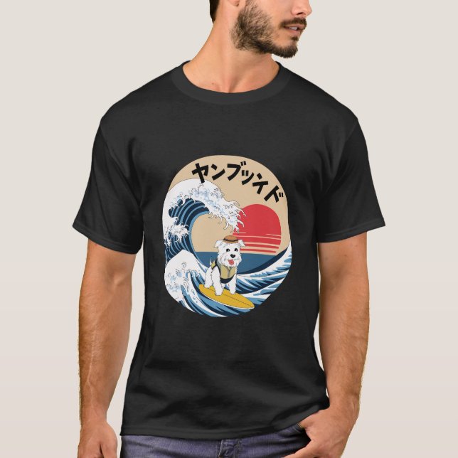 Soft Jackat Wheaten Terrier Japanska Kanagawa Wave T Shirt (Framsida)
