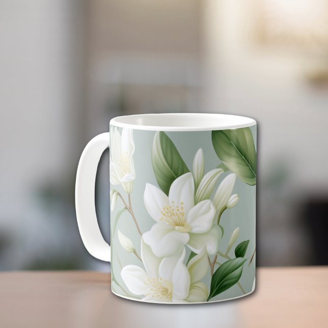 Soft Jasmine Floral Elegance Kaffemugg (Skapare uppladdad)