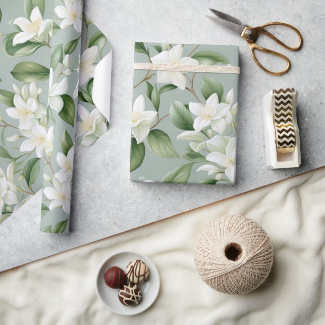 Soft Jasmine Floral Elegance Presentpapper (Hantverk)