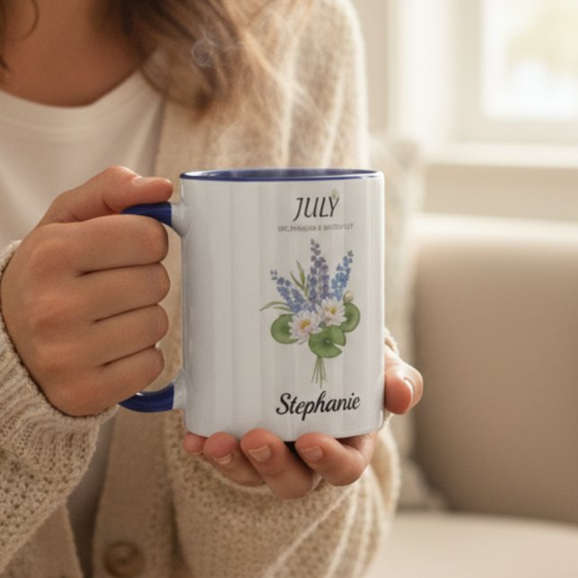 Soft July Birth Flower – Personalized  Mugg (Soft July Birth Flower – Personalized coffee mug)