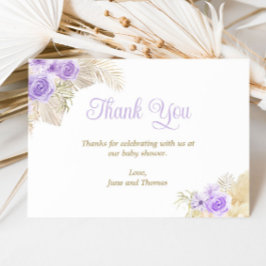 Soft Lavender Boho Pampas Blommigt Girl Baby Showe Tack Kort